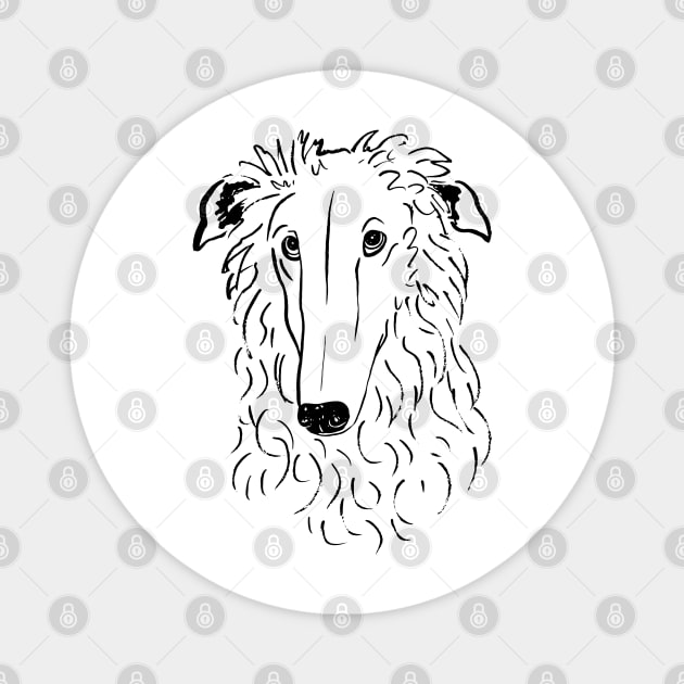 Borzoi (Black and White) Magnet by illucalliart